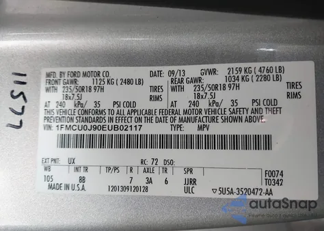 2014 Ford Escape Titanium from USA, damaged, VIN 1FMCU0J90EUB02117